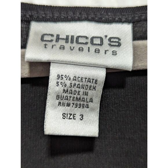 Chico's Traveler 3 Black Short Sleeve Jersey Knit Top - Picture 2 of 5